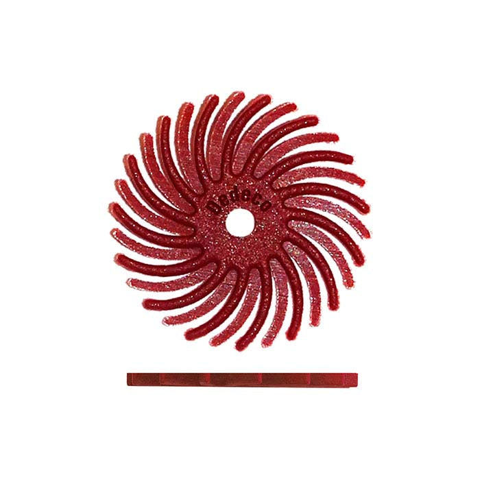 Dedeco® Sunburst® 15,88 mm Radiale Schijf, 220 Korrel, Rood
