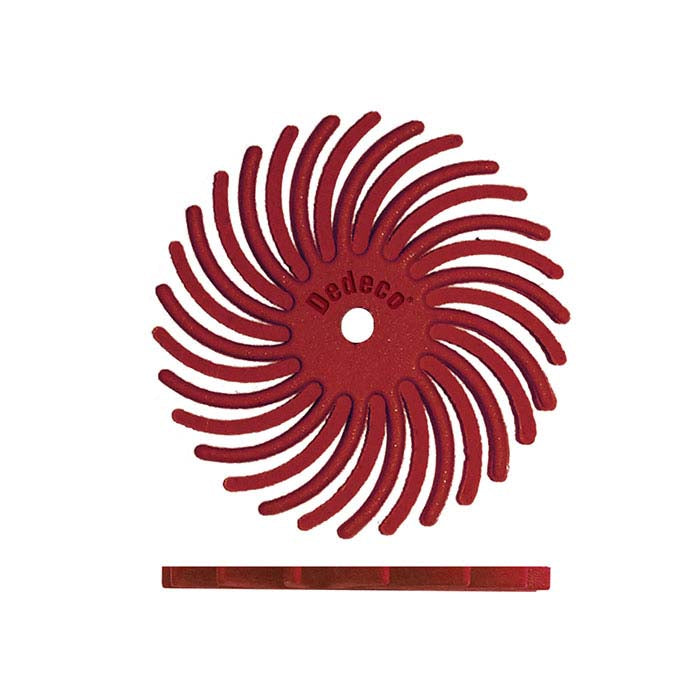 Dedeco® Sunburst® Disco Radial de 22.22mm, Grano 220, Rojo