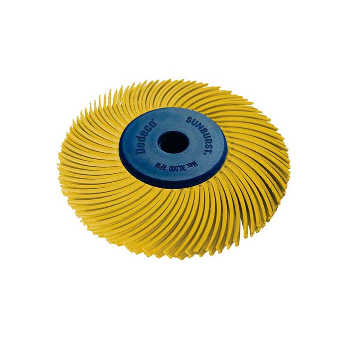 Dedeco® Sunburst® 50,8 mm 3-lagers radiell borstskiva, 80-korn, gul