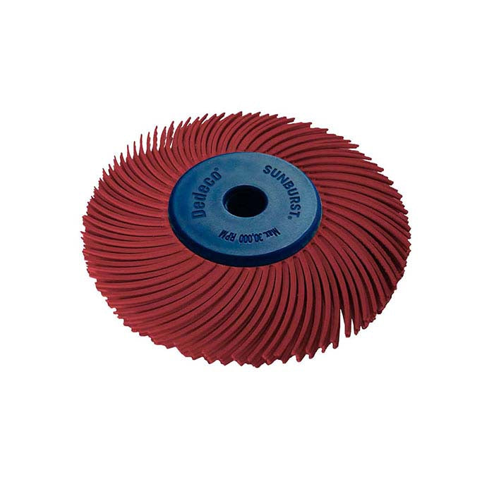 Dedeco® Sunburst® 50,8 mm 3 sluoksnių radialinis šerelių diskas, 220 grūdėtumo, raudonas