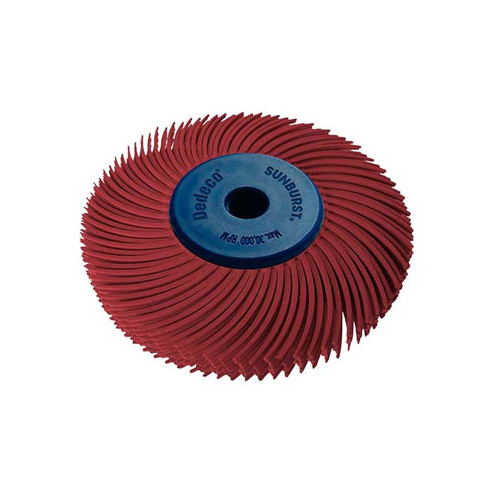 Dedeco® Sunburst® 50,8 mm 6-kerroksinen säteittäinen harjaslevy, 220-karkeus, punainen