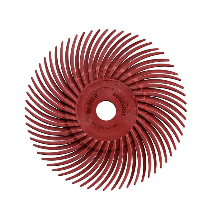 Dedeco® Sunburst® 76,2 mm tarcza radialna, ziarnistość 220, czerwona
