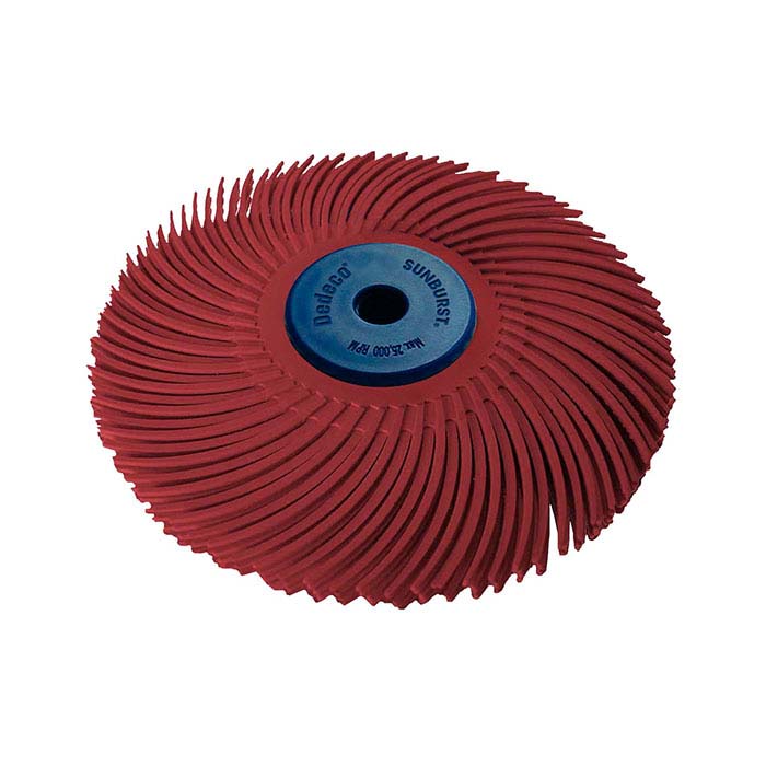 Dedeco® Sunburst® 76,2 mm 3-kerroksinen säteittäinen harjaslevy, 220-karkeus, punainen