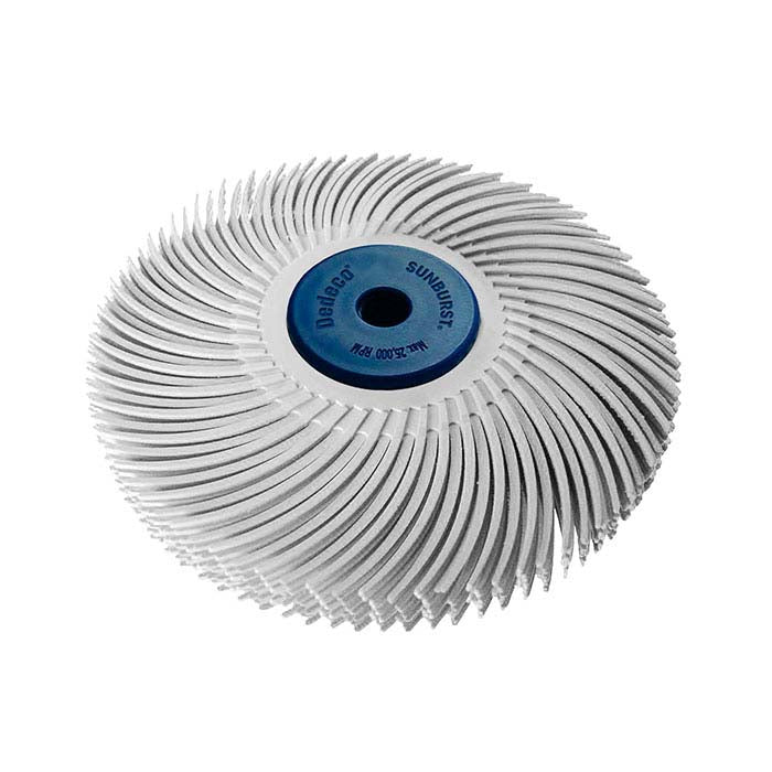 דיסק מברשות רדיאלי 6 שכבות Dedeco® Sunburst® בקוטר 76.2 מ"מ, גריט 120, לבן