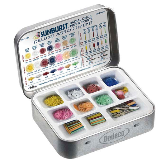 Dedeco® Sunburst® Deluxe Bristle Disc, Point & Pin Polishing Assortment