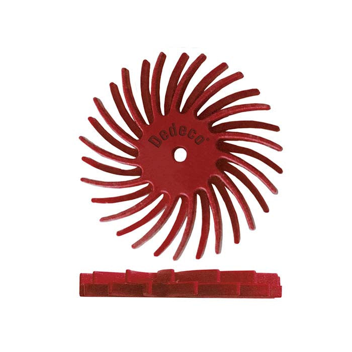 Dedeco® Sunburst® 22.22mm Dual Radial Disc, 220-Grit, Red