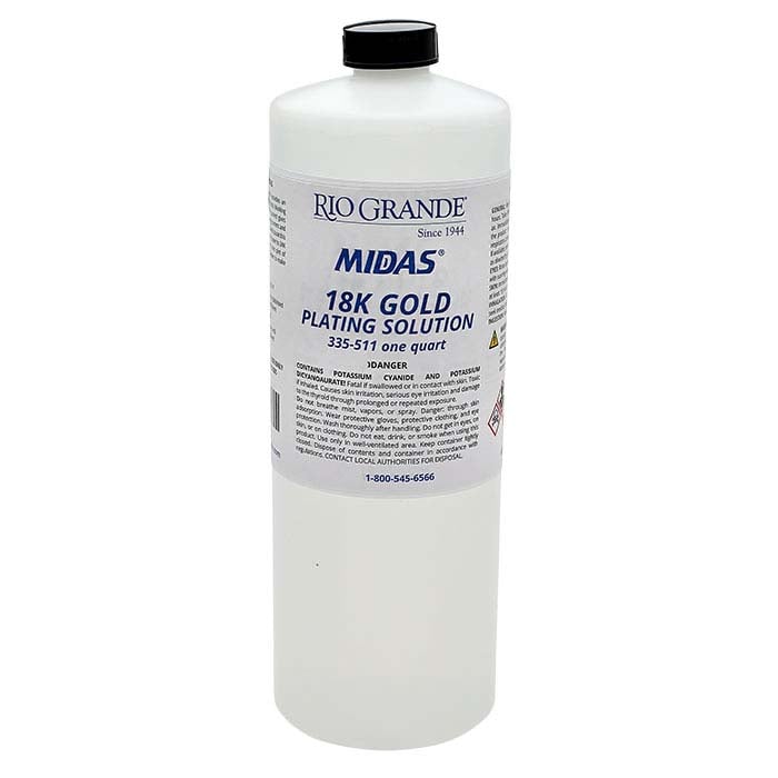Solution de placage en or jaune 18 carats Midas®, à base de cyanure