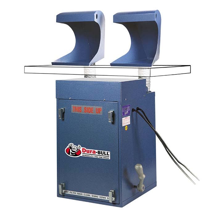 Dura-BULL® Space-Saver 1/2hp Dust Collection System with Hoods, 400 cfm