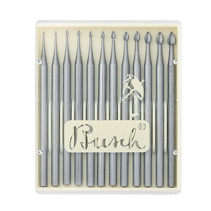 Set da 12 punte Busch® in tungsteno vanadio per incisione a forma di gemma