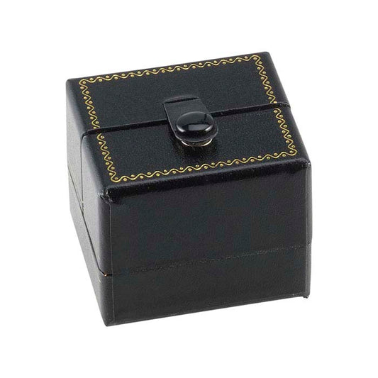 Black Faux Leather Snap-Tab Ring Gift Box