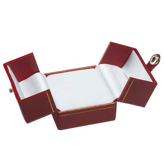 Red Faux Leather Snap-Tab Ring Gift Box