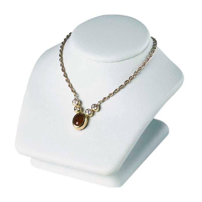 White Faux Leather Mini Pendant Bust Display
