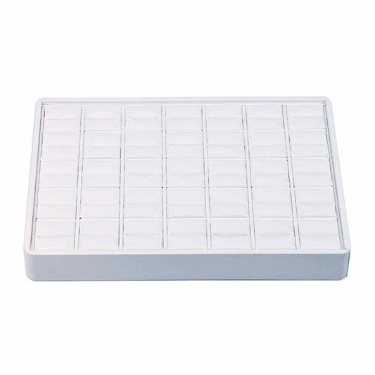 White Faux Leather Stackable 35-Ring Tray