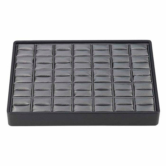 Black and Steel Faux Leather Stackable 35-Ring Tray