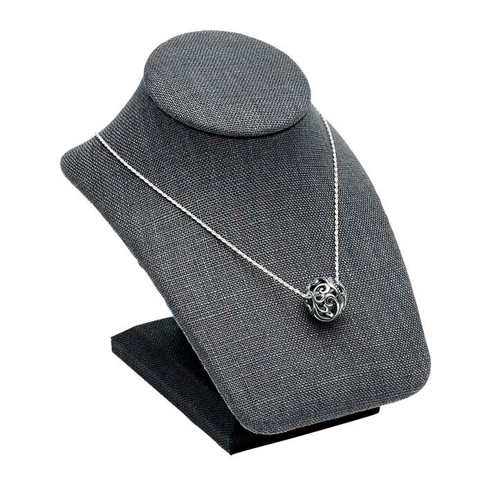 Exhibidor de busto mini para collar de lino gris