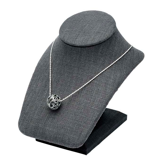 Exhibidor de busto mini para collar de lino gris