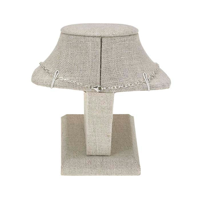 Naturlig hør mini halskæde bust display