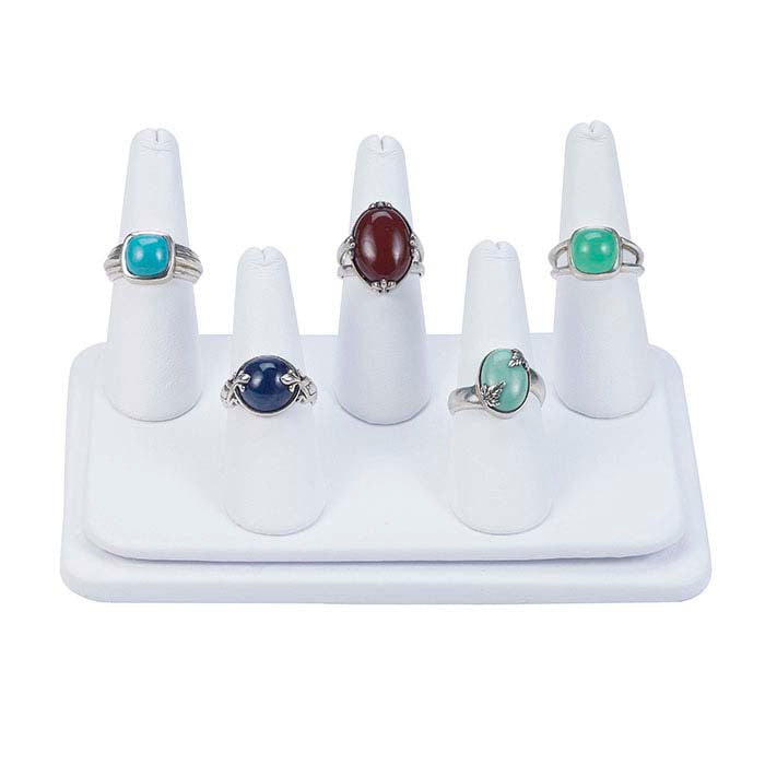 白色维也纳仿皮Pretty Fingers™五指戒指展示架
