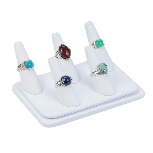 White Vienna Faux Leather Pretty Fingers™ Five-Ring Display