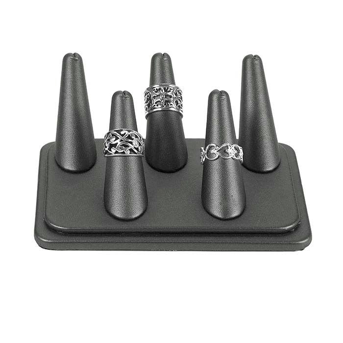 Steel Vienna Faux Leather Pretty Fingers™ Five-Ring Display