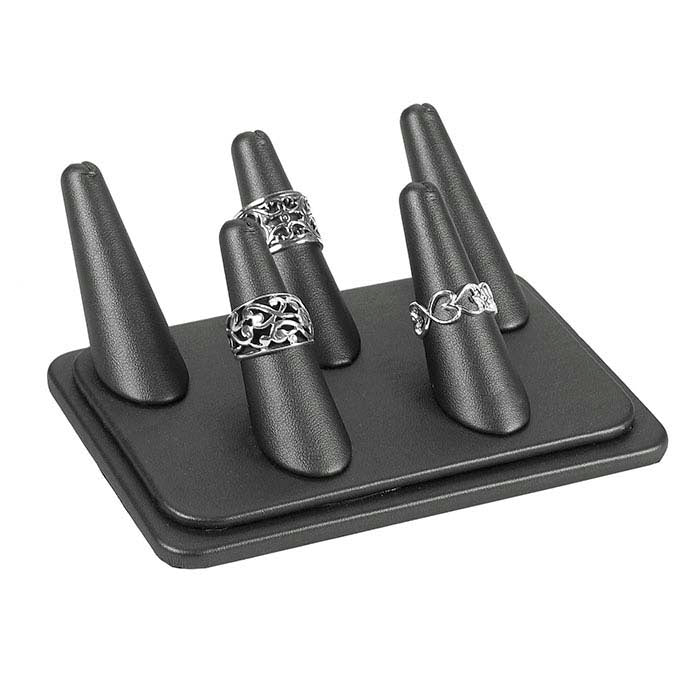 Steel Vienna Faux Leather Pretty Fingers™ Five-Ring Display