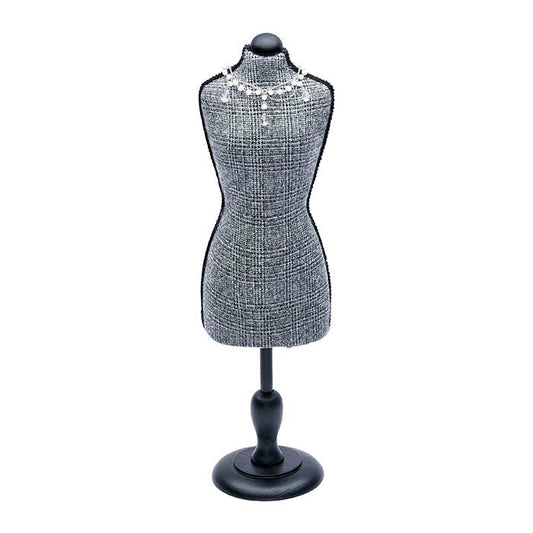 Gray & Black Plaid Fabric Mannequin Display