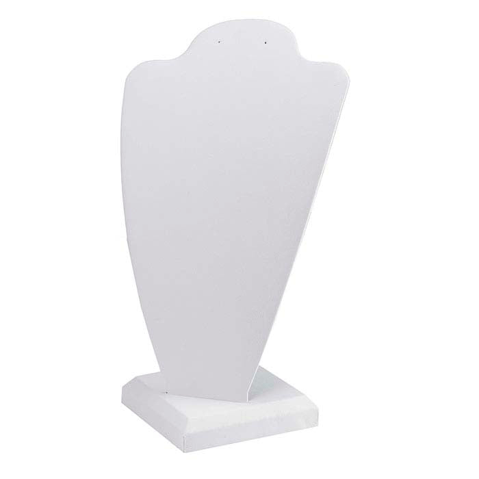 White Faux Leather Combination Necklace and Earring Bust Display
