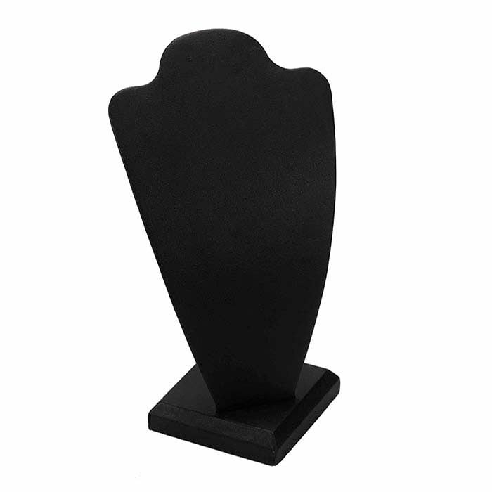 Black Faux Leather Combination Necklace and Earring Bust Display