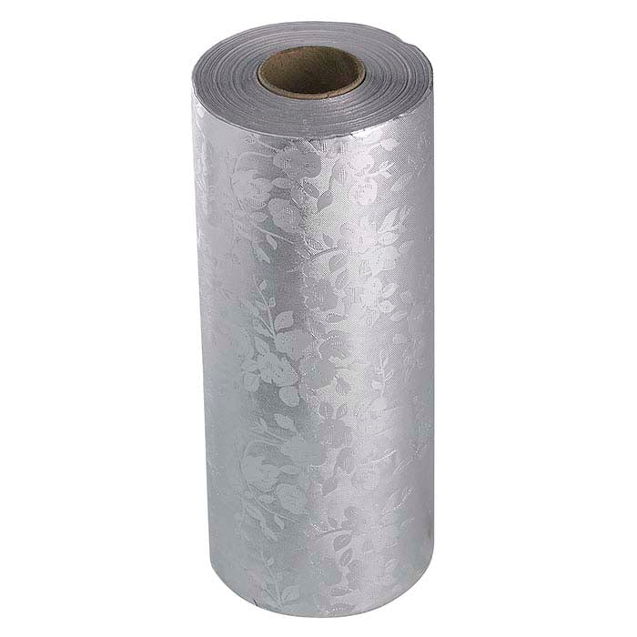 Silver Floral Embossed Foil Gift Wrapping Paper