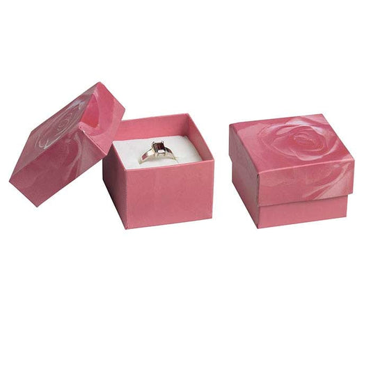 Pink Rose Paper-Covered Ring Gift Box