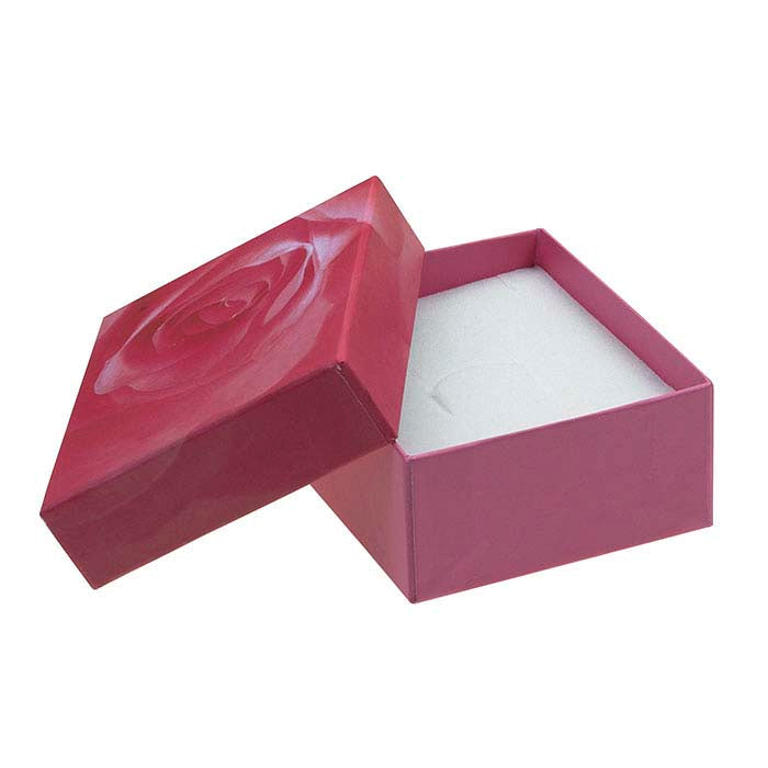 Scatola Regalo per Ciondolo o Anello Rivestita in Carta Rosa
