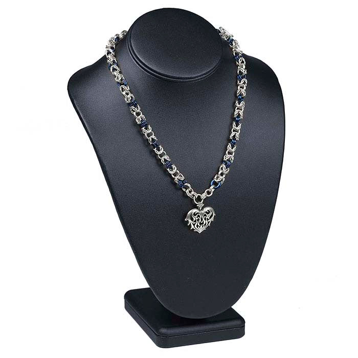 Black Faux Leather Necklace Bust Display