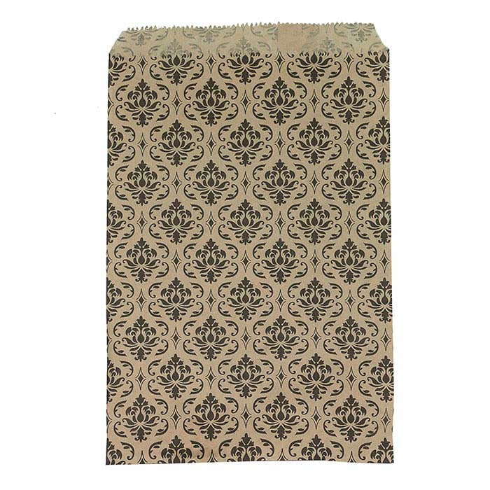 Damask Print 152.4mm x 228.6mm Paper Merchandise Bag