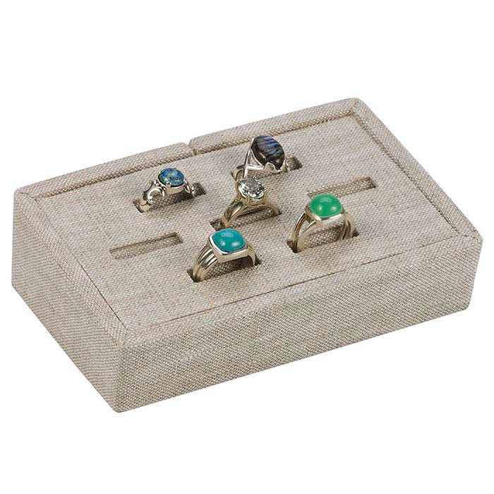 Sieben-Ring-Display mit Schlitzen aus natürlichem Leinen