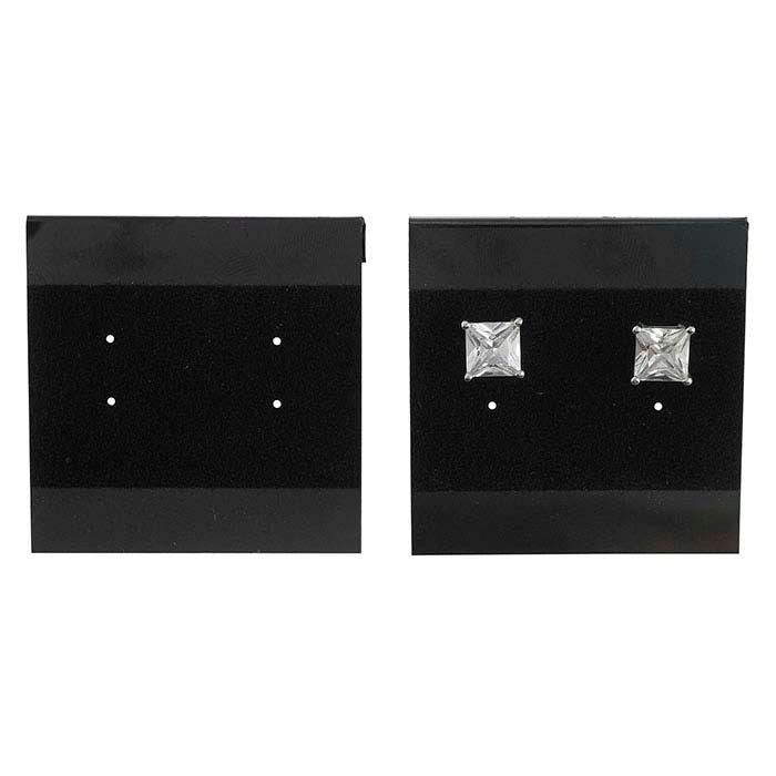 Tarjeta colgante para pendientes de plástico con terciopelo negro aterciopelado
