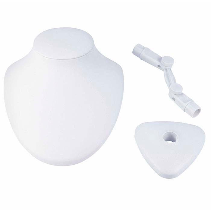 White Faux Leather Adjustable Necklace Bust Display
