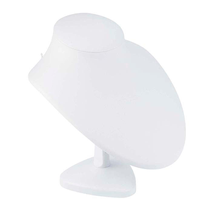 White Faux Leather Adjustable Necklace Bust Display