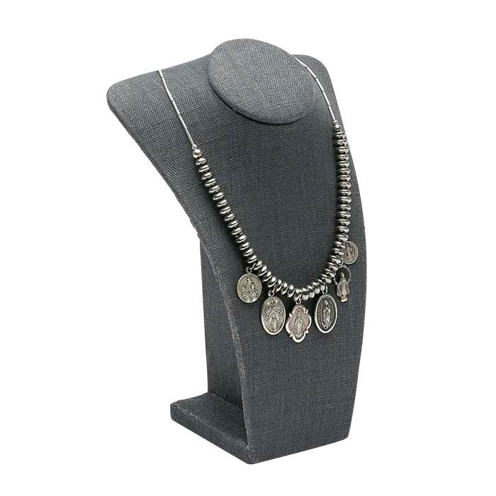 Exhibidor de Busto para Collar de Lino Gris
