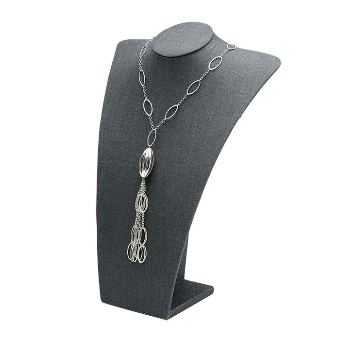 Gray Linen Necklace Bust Display