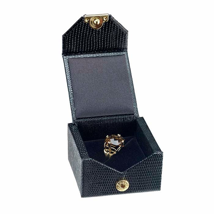 High Desert Black Faux Leather Ring Gift Box