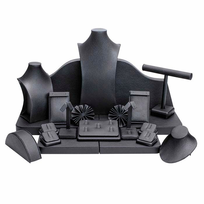 Black Faux Leather Display Collection, 24-Piece