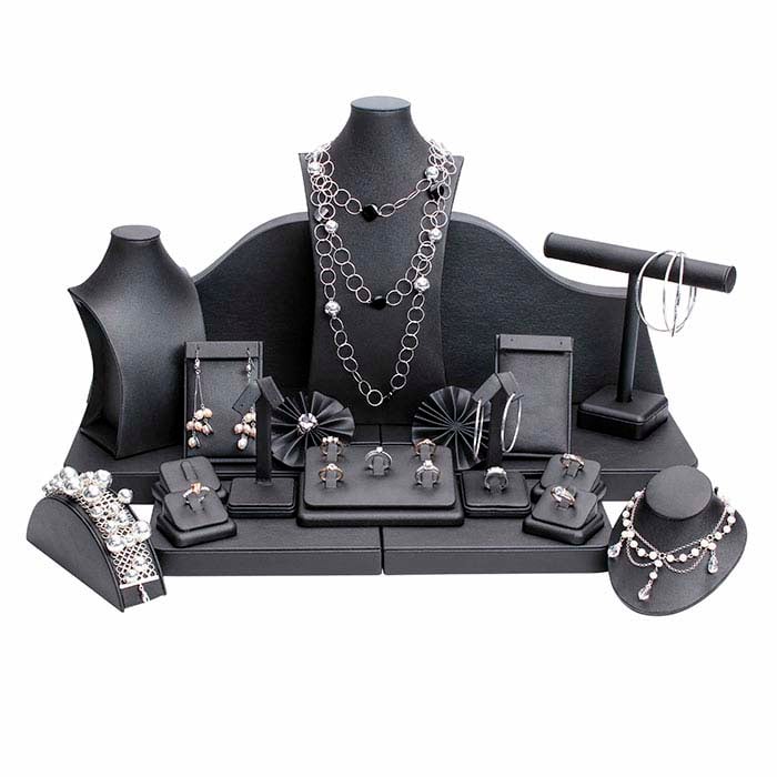 Black Faux Leather Display Collection, 24-Piece