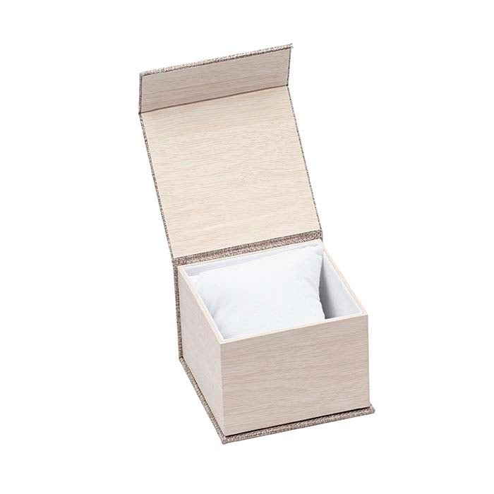 Cabana Burlap and Wood-Patterned Bracelet or Watch Gift Box