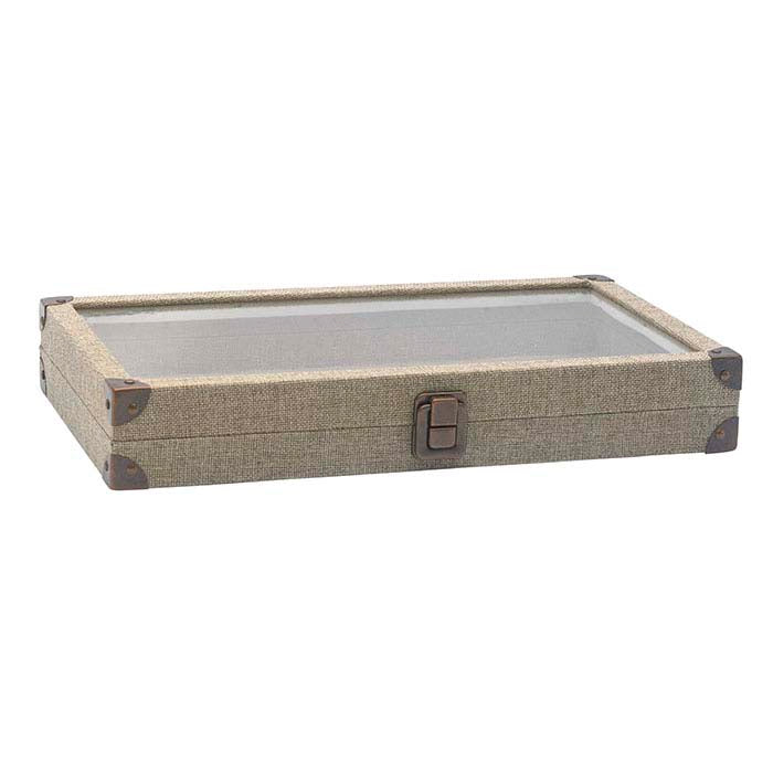 Burlap Full-Size Tray with View-Top Lid