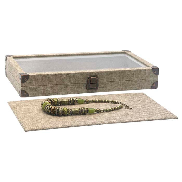 Burlap Full-Size Tray with View-Top Lid