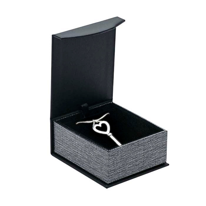 "Silver Night" Metallic & Black Pendant and Earring Gift Box