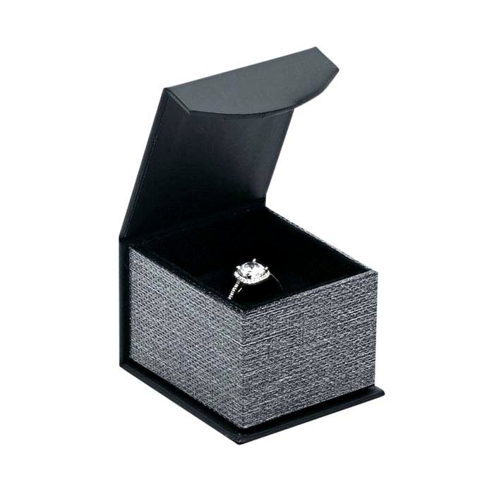 "Silver Night" Metallic & Black Ring Gift Box