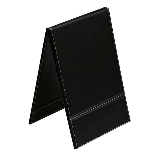 Black Faux Leather-Covered Folding Mirror