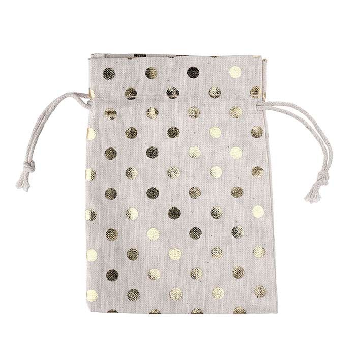 Natural Cotton 88.9mm x 127.0mm Pouch with Gold Dots