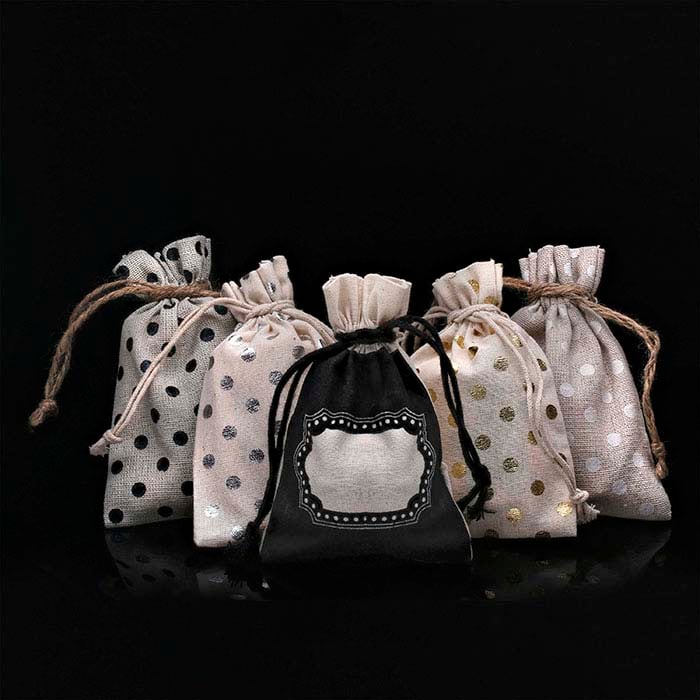 Natural Cotton 88.9mm x 127.0mm Pouch with Silver Dots